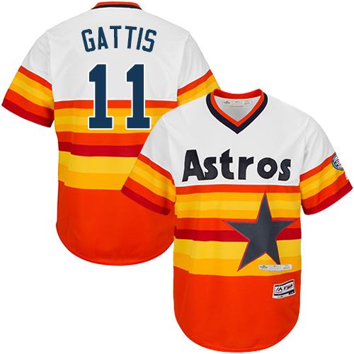 Astros #11 Evan Gattis White/Orange Flexbase Authentic Collection Cooperstown Stitched MLB Jersey - Click Image to Close